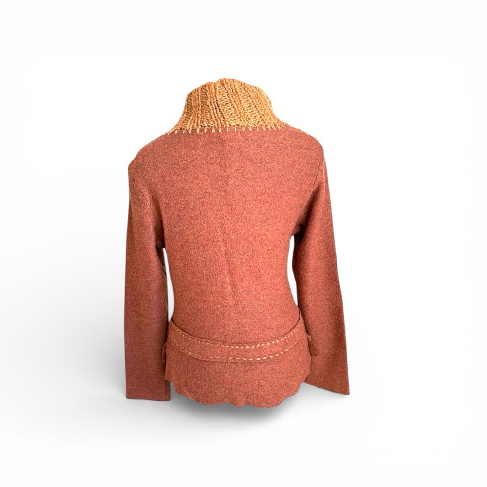 Anthropologie Burnt Orange and Gold Cowl Neck Sweater - Picture 5 of 8
